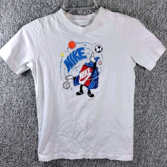 Nike - Kids The Nike Tee Shirt White Cartoon Graphic Short Sleeve - Kids Meduim - Picture 1 of 6